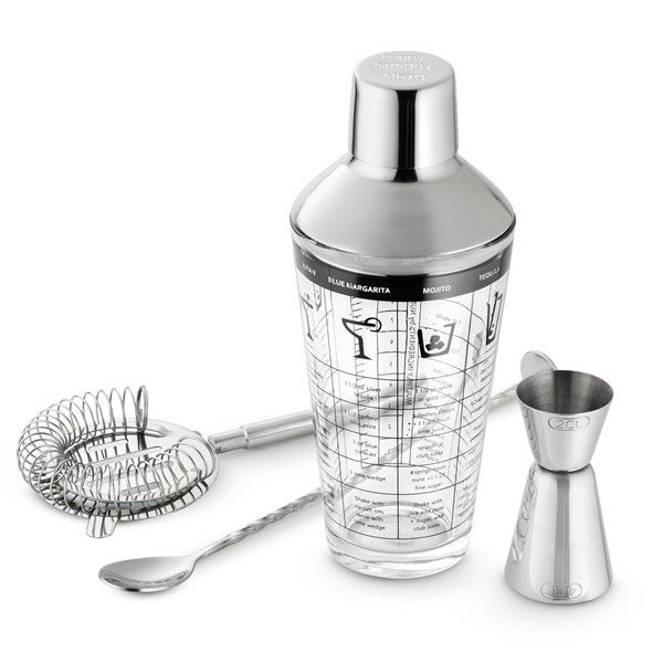 Personalized Birthday Glass Cocktail Shaker Set - 42524