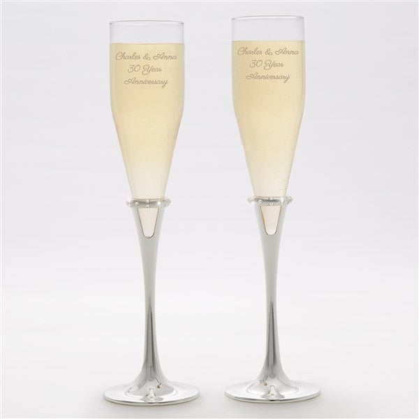 Engraved Anniversary Champagne Glass Set