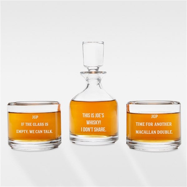 Etched Message Duet 8.5 oz. Stacking Decanter Set for Him - 42533