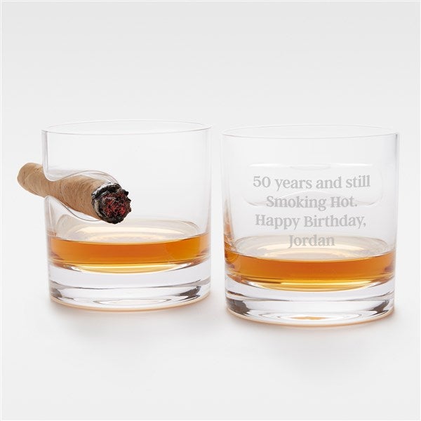 Etched Birthday Message Cigar Glasses Set of 2 - 42539