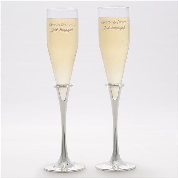 Lenox Devotion Engraved Engagement Message Champagne Flute Set - 42544