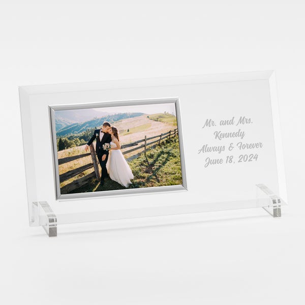 Engraved Wedding Message Glass Horizontal Picture Frame  - 42560
