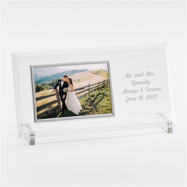 Engraved Wedding Message Glass Horizontal Picture Frame  - 42560