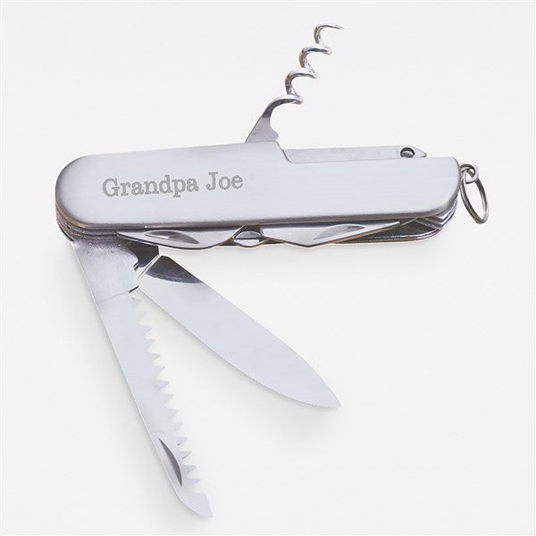 Engraved 13 Function Stainless Pocket Knife For Grandpa - 42571