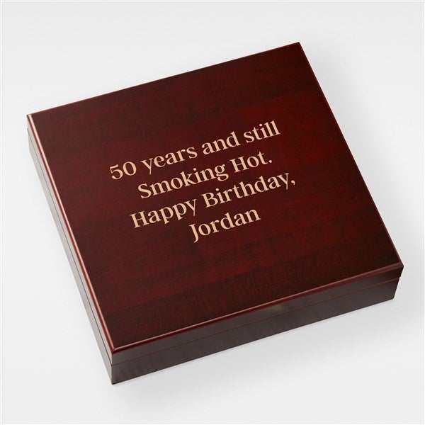Engraved Birthday Message Cherry Wood Cigar Humidor 20 Count - 42572