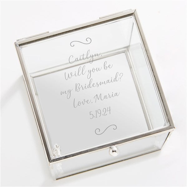 Engraved Glass Jewelry Box For Bridesmaid - 42575