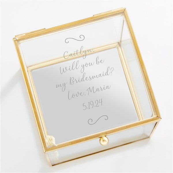 Engraved Glass Jewelry Box For Bridesmaid - 42575
