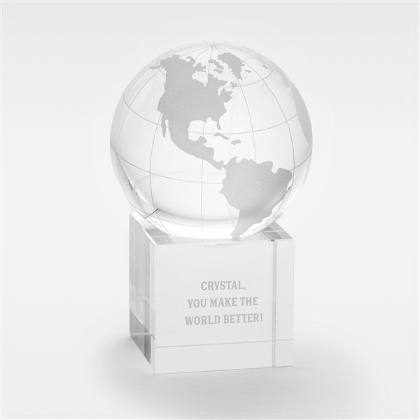 Engraved Office Message Glass World Globe  - 42577