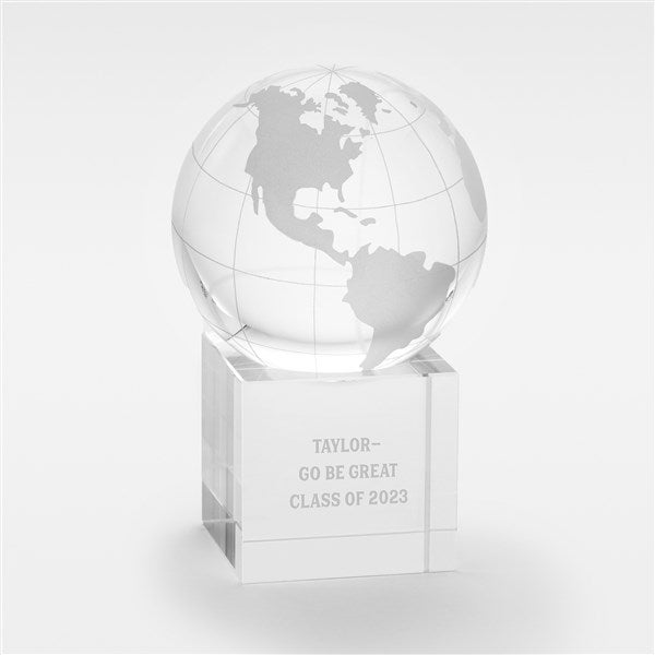 Engraved Graduation Message Glass World Globe - 42579