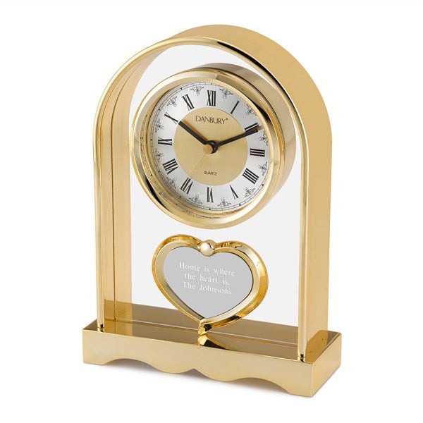 Personalized Gold Arch and Heart Mantel Clock - 42604