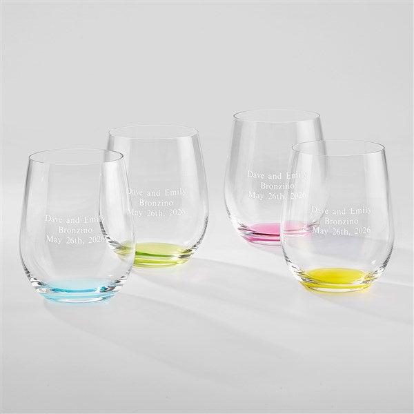 Engraved Riedel O' Happy Wedding Wine Glass Set - 42612