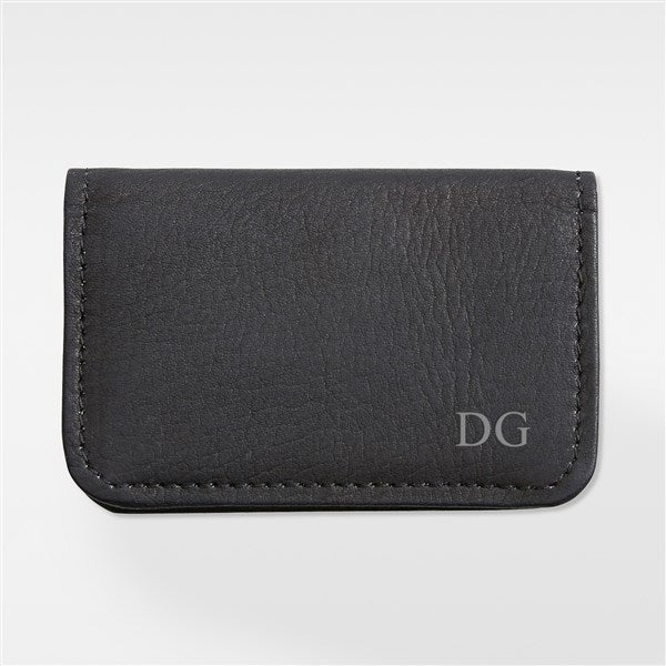 Personalized Black Leather Business Card Case  - 42629