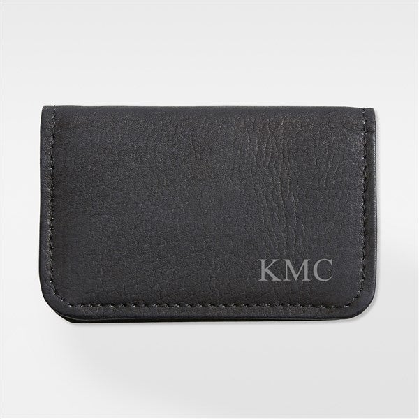  Personalized Black Leather Business Card Case for Professionals - 42630
