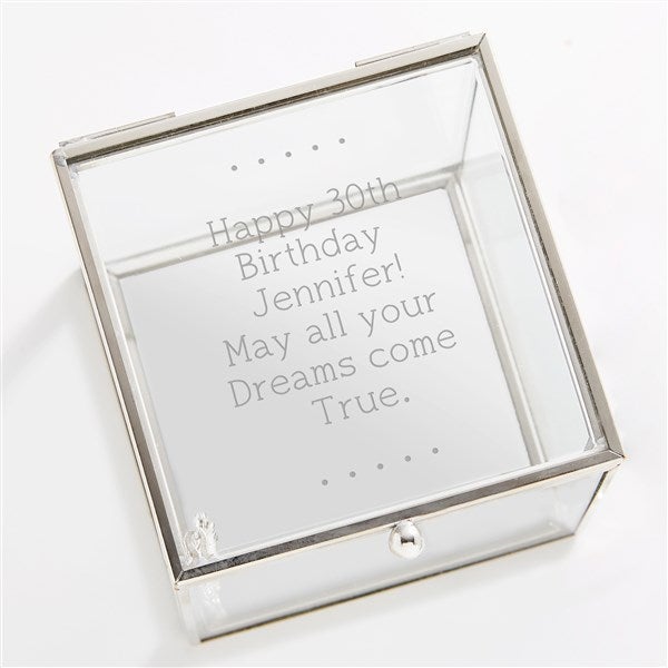 Engraved Birthday Message Glass Jewelry Box - 42634