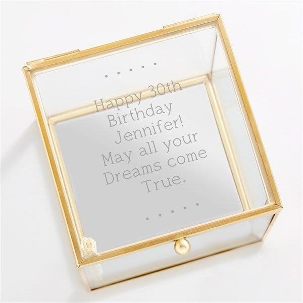 Engraved Birthday Message Glass Jewelry Box - 42634