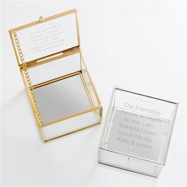 Engraved Friendship Glass Jewelry Box