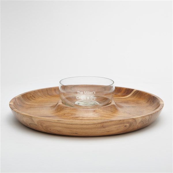  Engraved Chip and Dip Wood Serving Dish - 42642