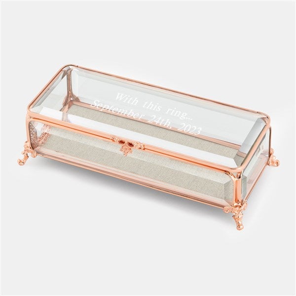 Engraved Romantic Rose Gold and Glass Jewelry Box - 42685