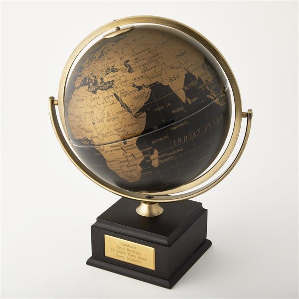 Engraved Birthday Black and Gold Tabletop Globe  - 42777
