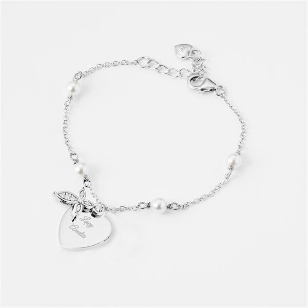 Engraved Sterling Silver Beaded Cross Bracelet for Young Adults - 42783