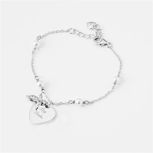 Young Adult&#39;s Engraved Sterling Silver Beaded Cross Bracelet - 42783
