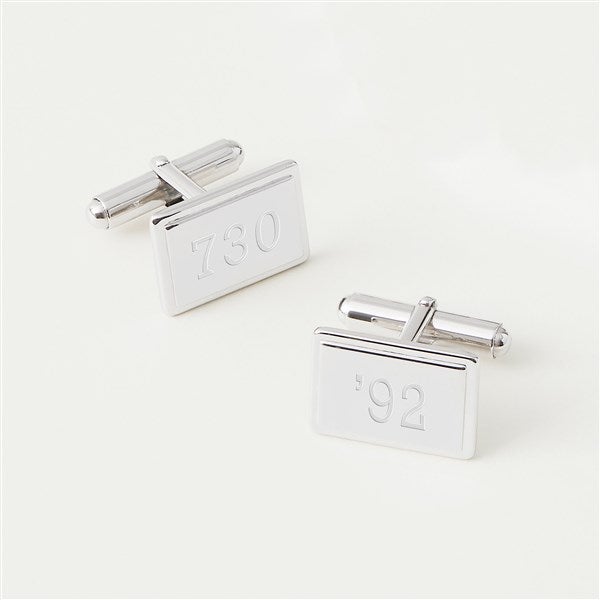 Engraved Birthday Sterling Silver Rectangular Cufflinks  - 42794