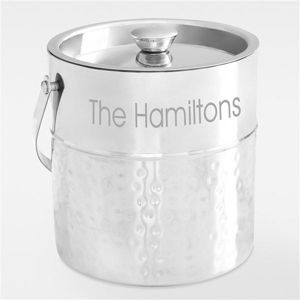 Engraved Couple's Hammered Metal Ice Bucket - 42795