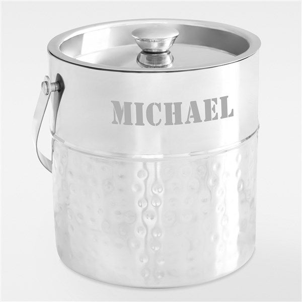 Engraved Hammered Metal Ice Bucket For Him - 42798