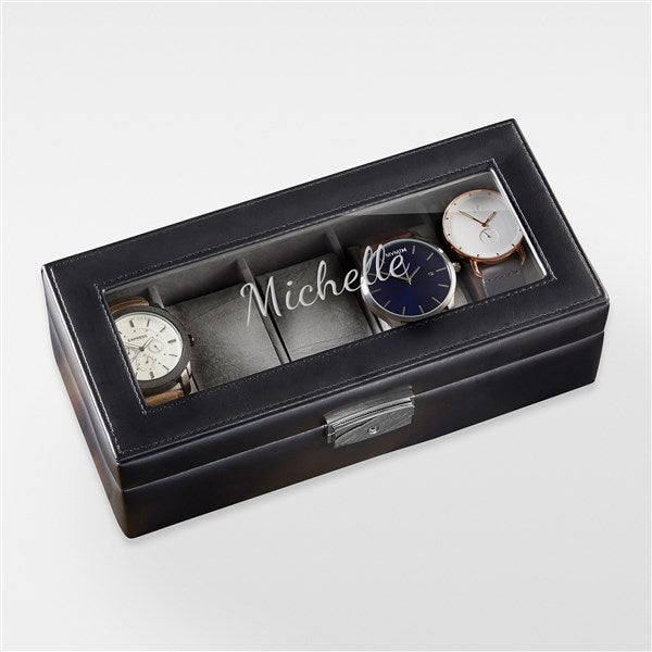 Engraved Leather 5 Slot Watch Box For Her - 42826
