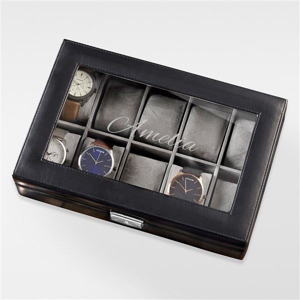 Engraved Leather 10 Slot Watch Box For Her - 42839