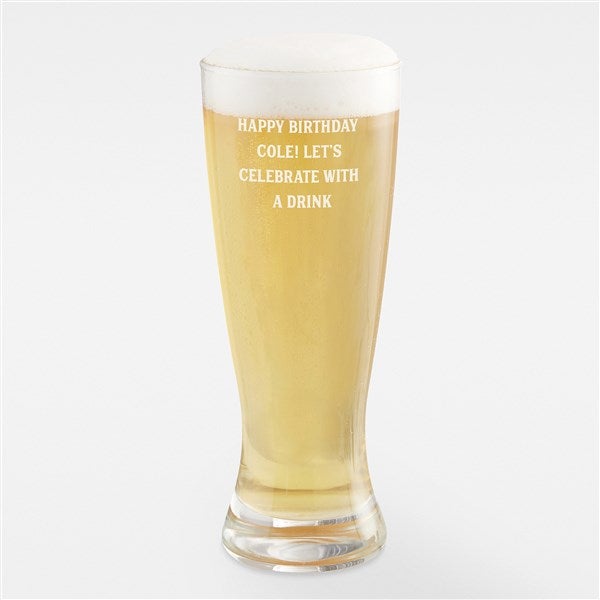 PILSNER BEER GLASS ETCHED SHIP