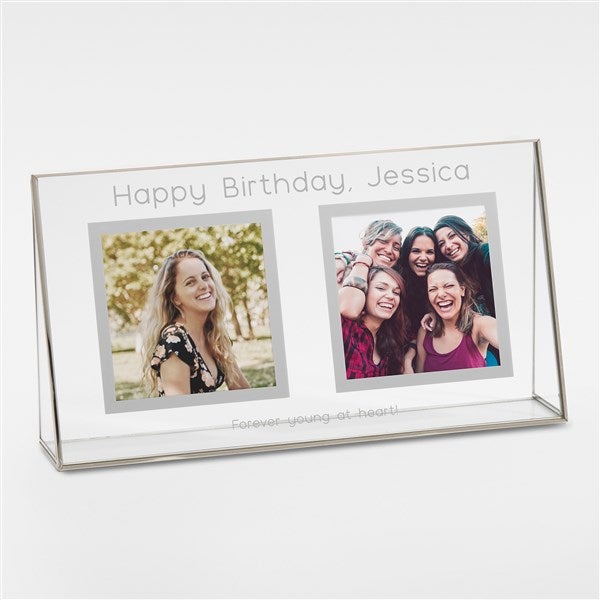 Engraved Birthday Double Photo Glass Frame - 42881