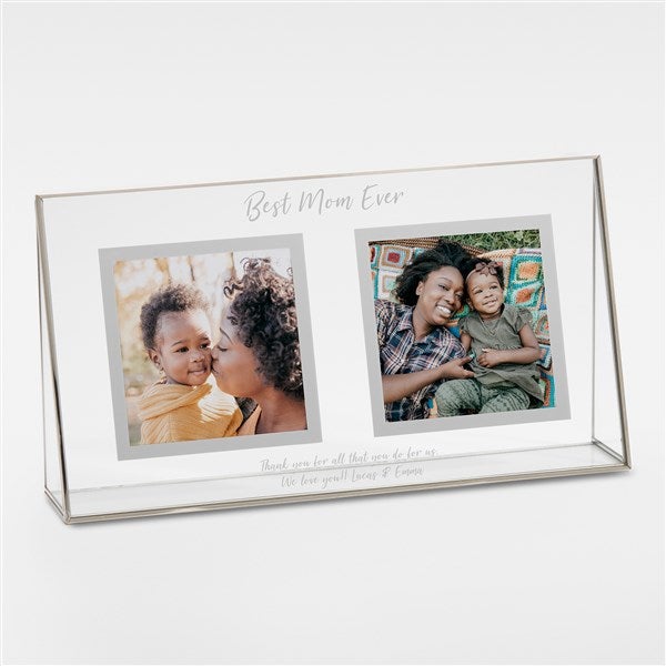 Engraved Double Photo Glass Frame For Mom - 42883
