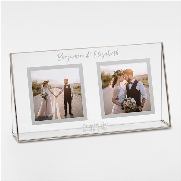 Engraved Wedding Double Photo Glass Frame - 42885
