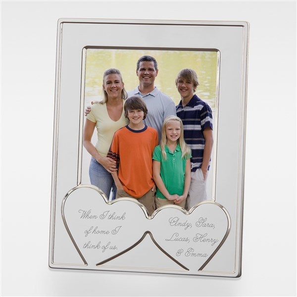Engraved Message Double Hearts Silver Picture Frame For Her - 42891