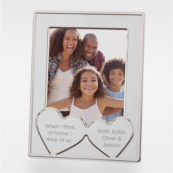 Engraved Message Double Hearts Silver Picture Frame For Him - 42897