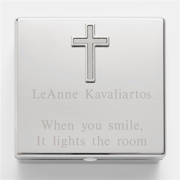 Engraved Cross Jewelry Box for Her