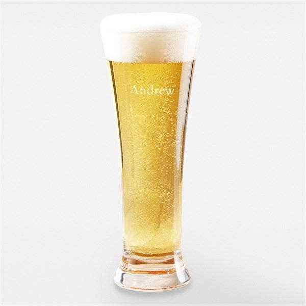 PILSNER BEER GLASS ETCHED SHIP