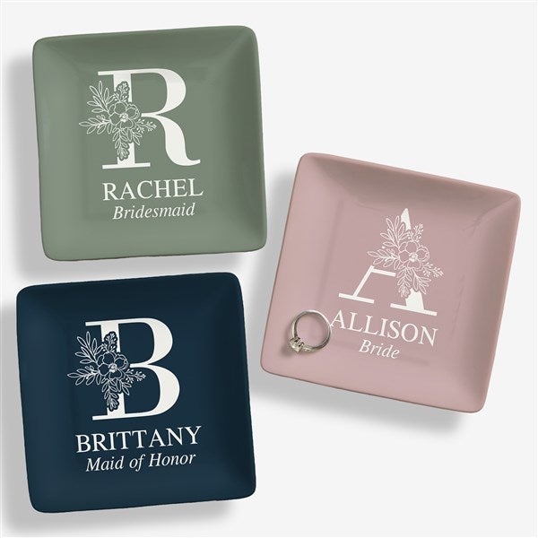 Floral Bridesmaid Personalized Ring Dish  - 42959