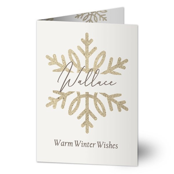 Silver and Gold Snowflakes Personalized Greeting Card - 43099