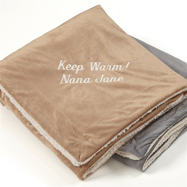 Embroidered Sherpa Blanket For Her