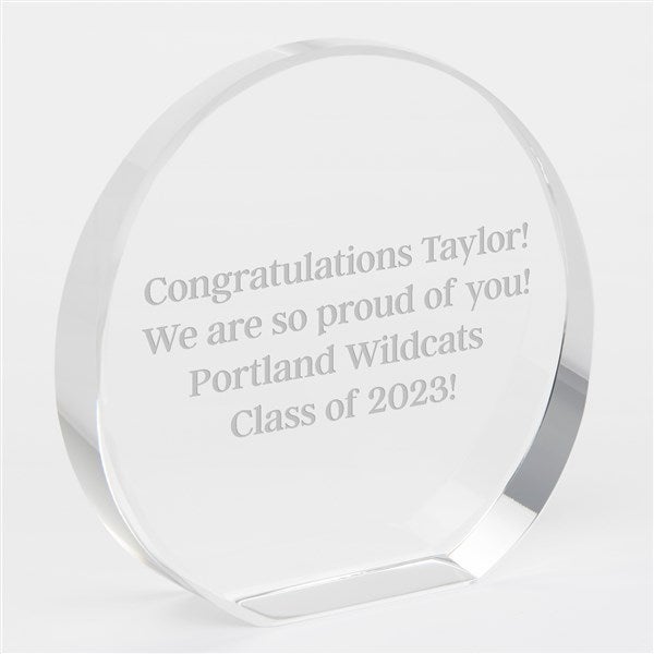 Engraved Graduation Message Round Crystal Award - 43194