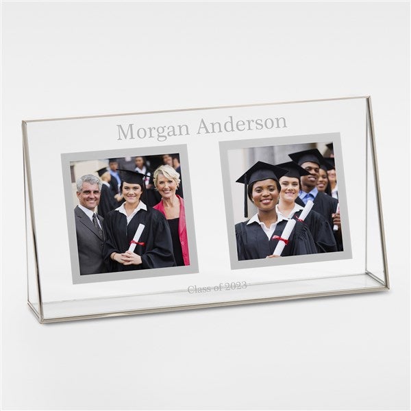 Engraved Graduation Personalized Double Photo Glass Frame - 43199
