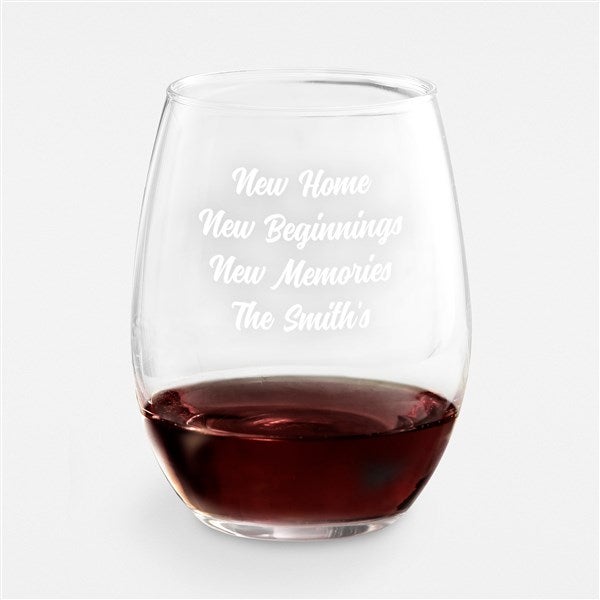 Engraved Message Wine Glass for Housewarming - 43265