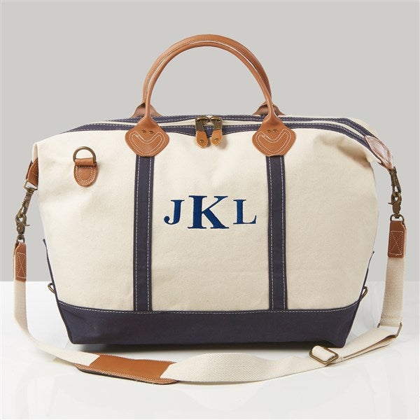 Embroidered Navy Canvas Duffel Bag - 43276