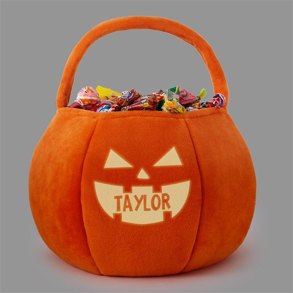 Jack-o-Lantern Personalized Halloween Pumpkin Treat Bags - Glow-In-The-Dark - 43326