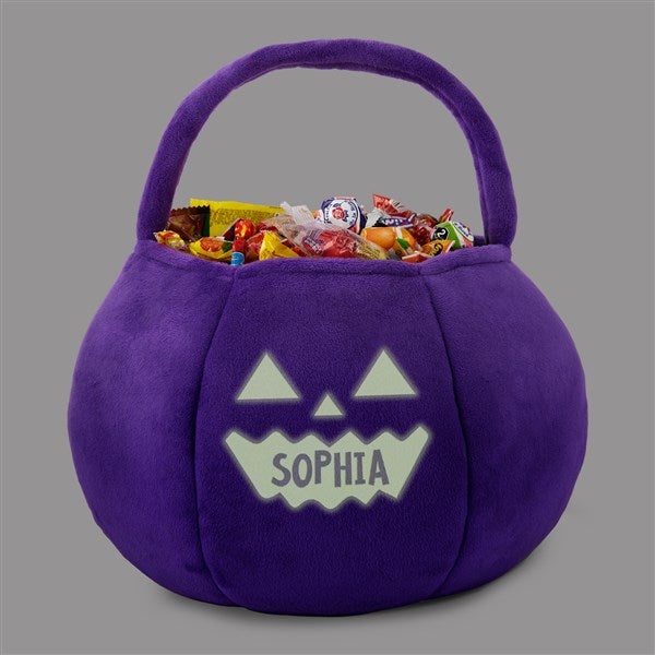 Jack-o-Lantern Personalized Halloween Pumpkin Treat Bags - Glow-In-The-Dark - 43326