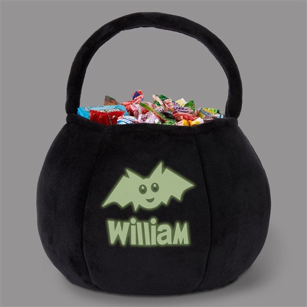 Glow-In-The-Dark Halloween Characters Personalized Plush Pumpkin Treat Bags - 43334
