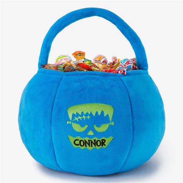 Pumpkin Faces Embroidered Plush Halloween Treat Bags - 43335