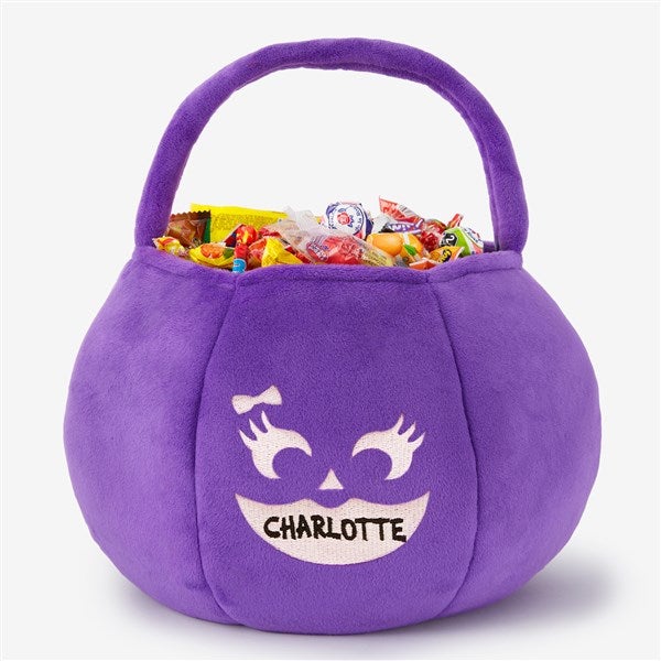 Pumpkin Faces Embroidered Plush Halloween Treat Bags - 43335